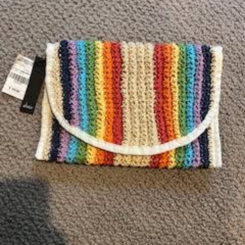 Rainbow Straw Bag - Clutch, Crossbody or Shoulder